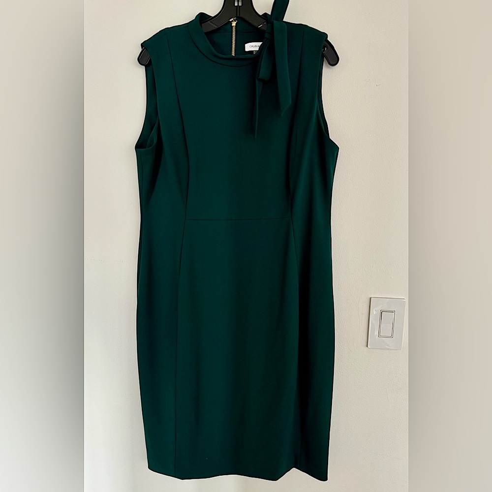 Elegant Calvin Klein: Sleeveless Bow Sheath Dress (size 16)